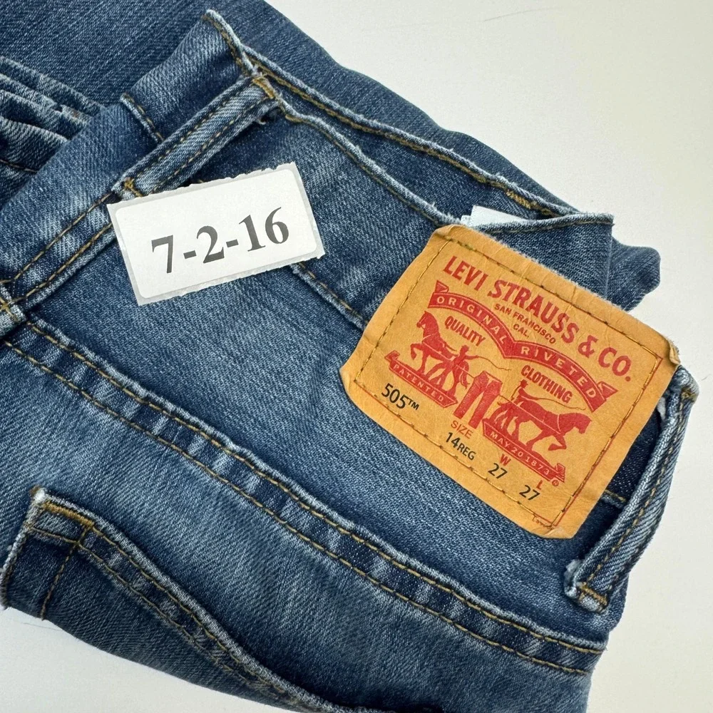 Levis Jeans Boys Size 14 Blue 505 Regular Denim Classic Straight Leg